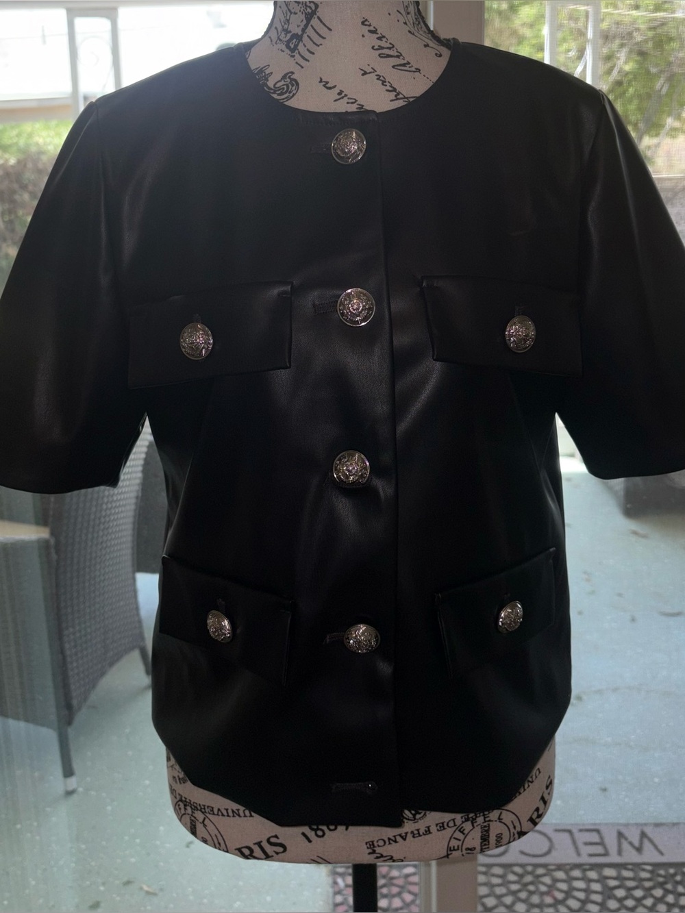 DKNY FAUX LEATHER BLACK JACKET — NWT  XS
